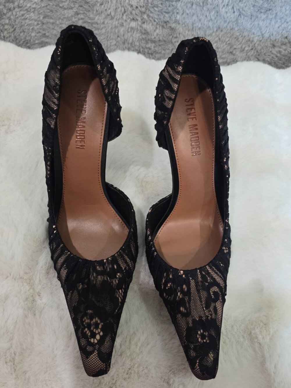 Steve Madden Elegant Stiletto D'Orsay Black Lace Heels Women's Sizes NEW - Picture 12 of 13